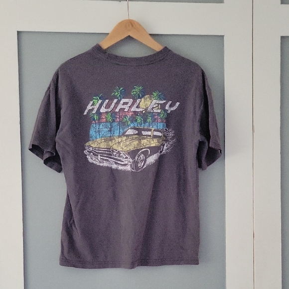 Y2K Hurley Gray Short Sleeve Tee with Retro Graphic - Picture 1 of 7
